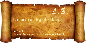 Latosinszky Britta névjegykártya